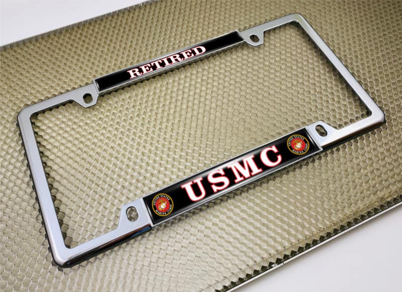 USMC - Retired Marine Corps - Car Metal License Plate Frame